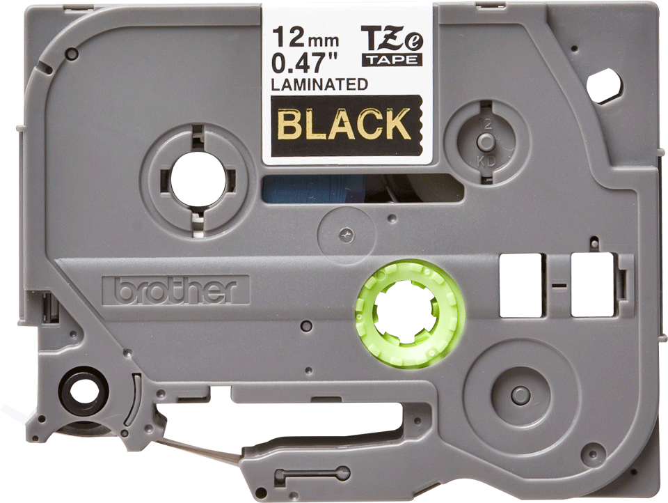Brother TZe334: оригинальная кассета с лентой для печати наклеек золотистым на черном фоне, ширина: 12 мм.